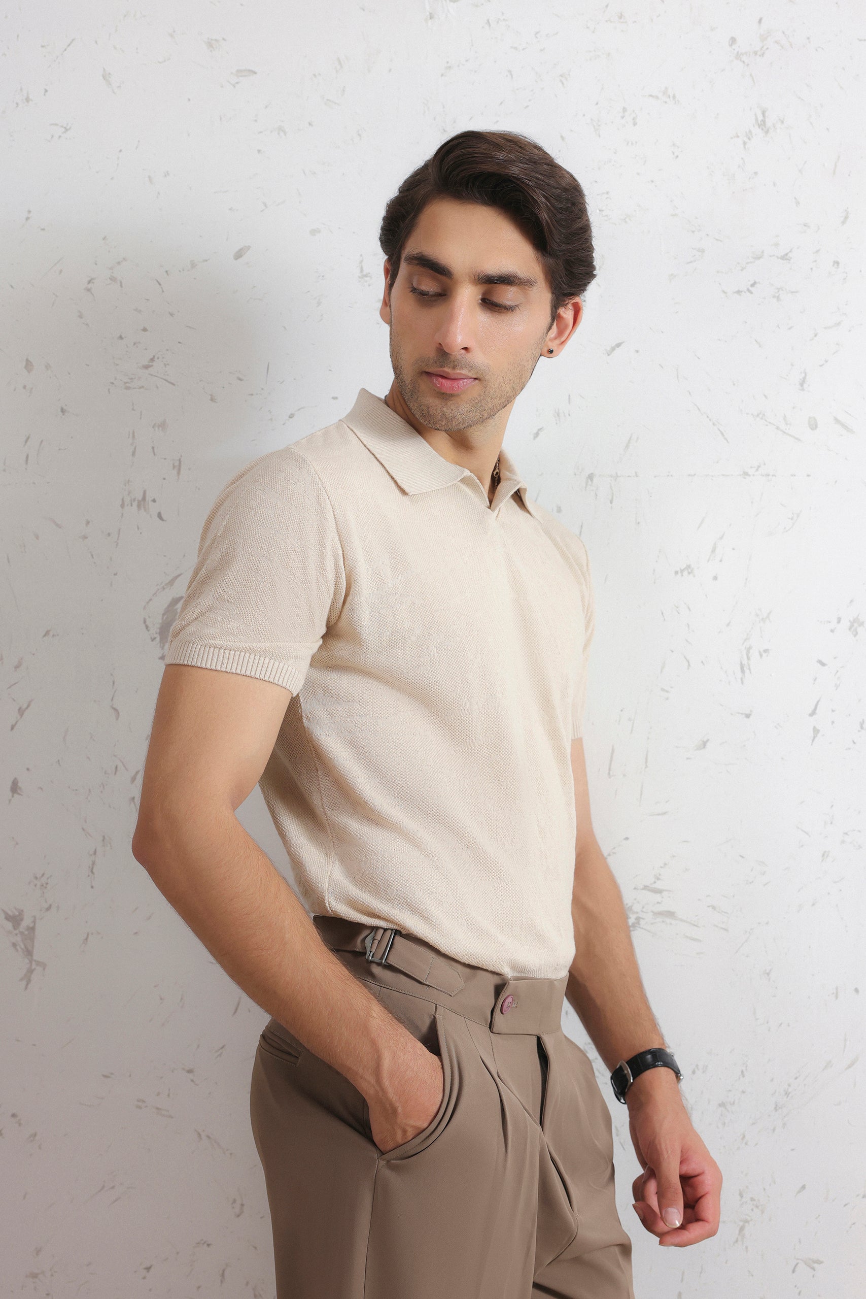 Jacquard Knit Polo Shirt