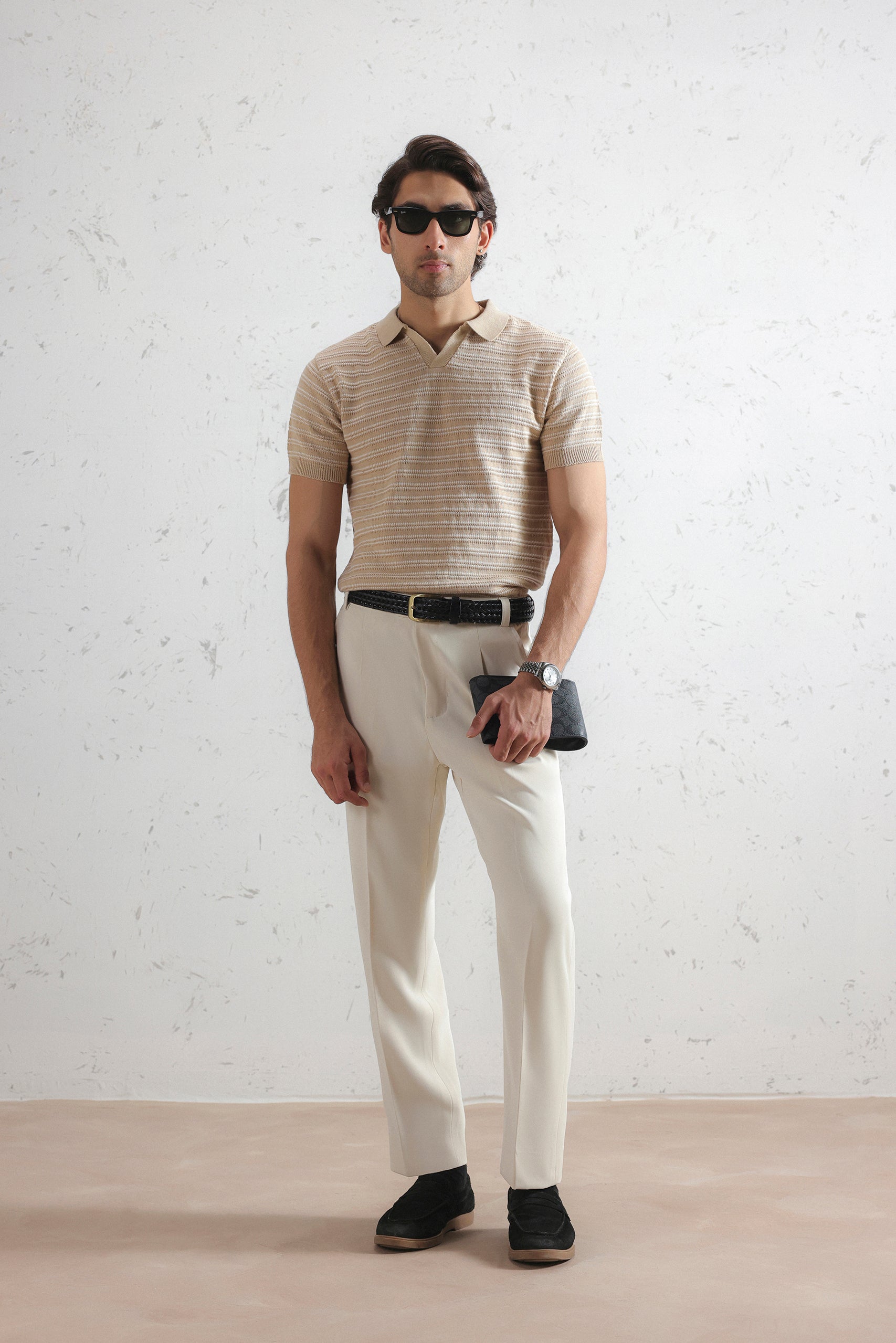 Striped Knit Polo Shirt (MKP-14)