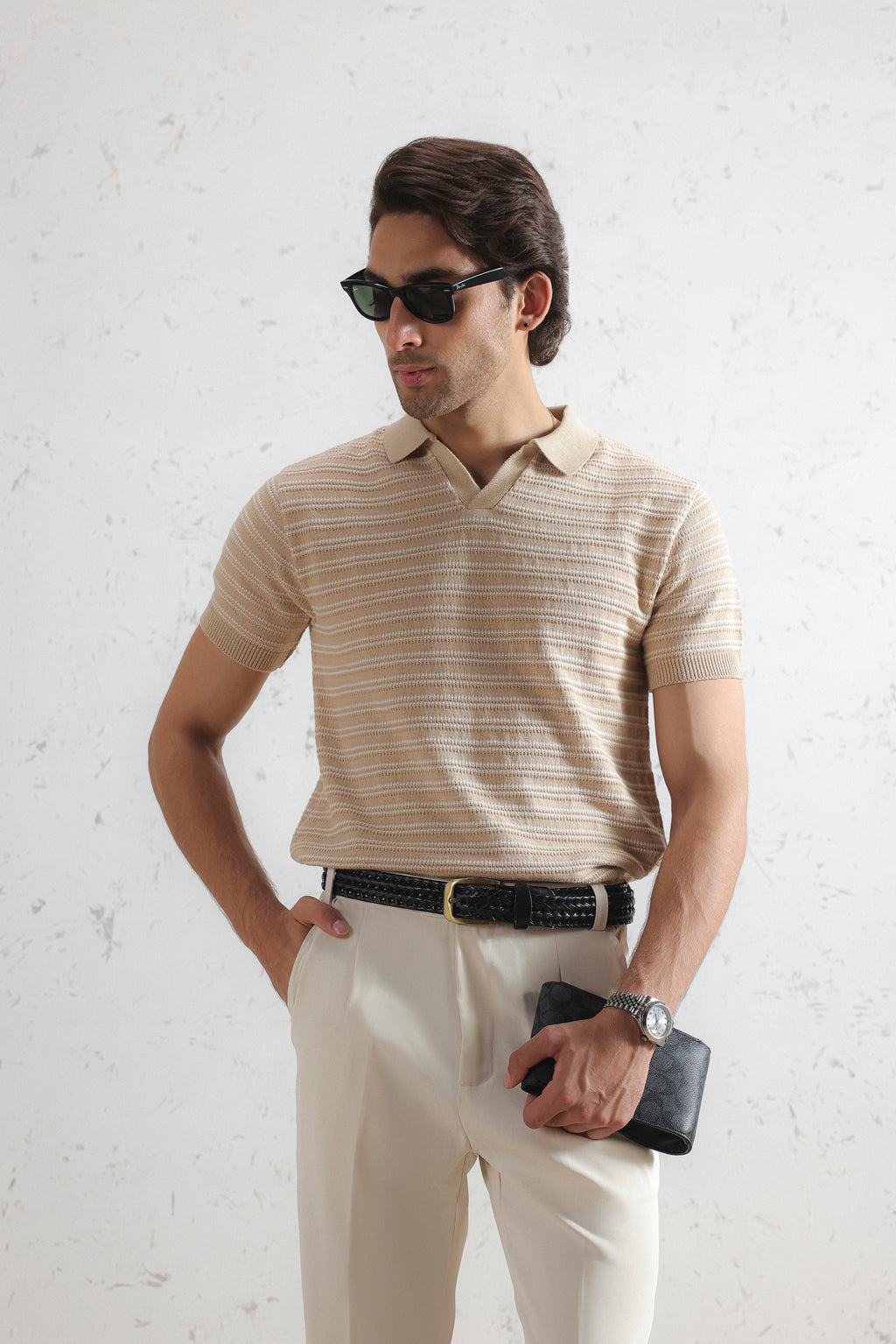 Striped Knit Polo Shirt (MKP-14)