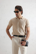 Striped Knit Polo Shirt (MKP-14)