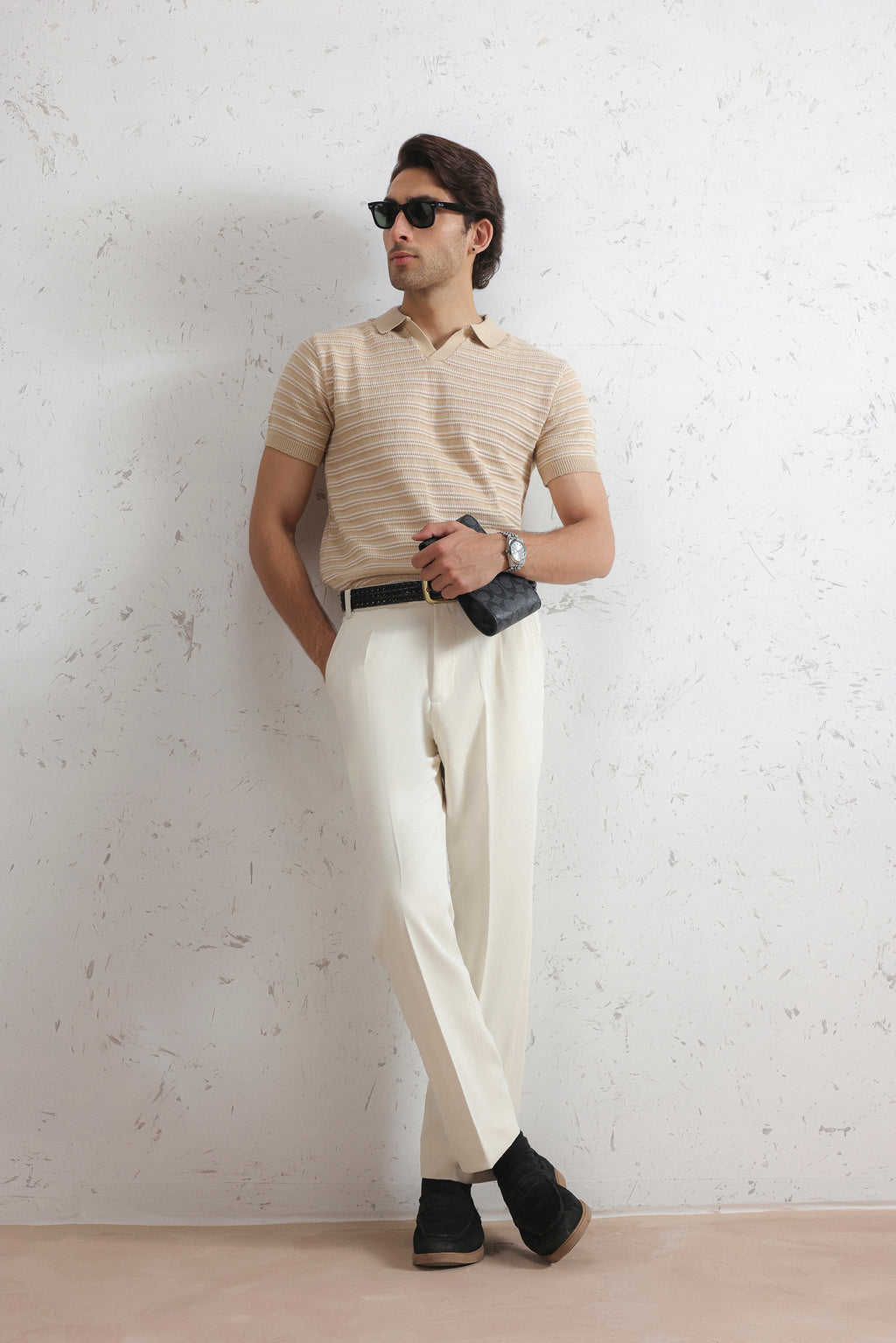 Striped Knit Polo Shirt (MKP-14)