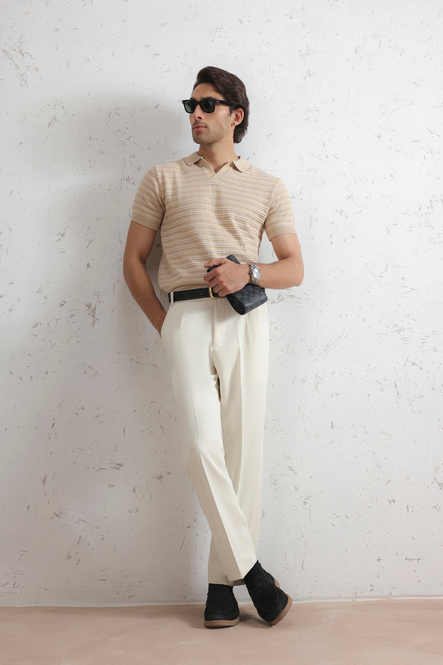 Striped Knit Polo Shirt (MKP-14)