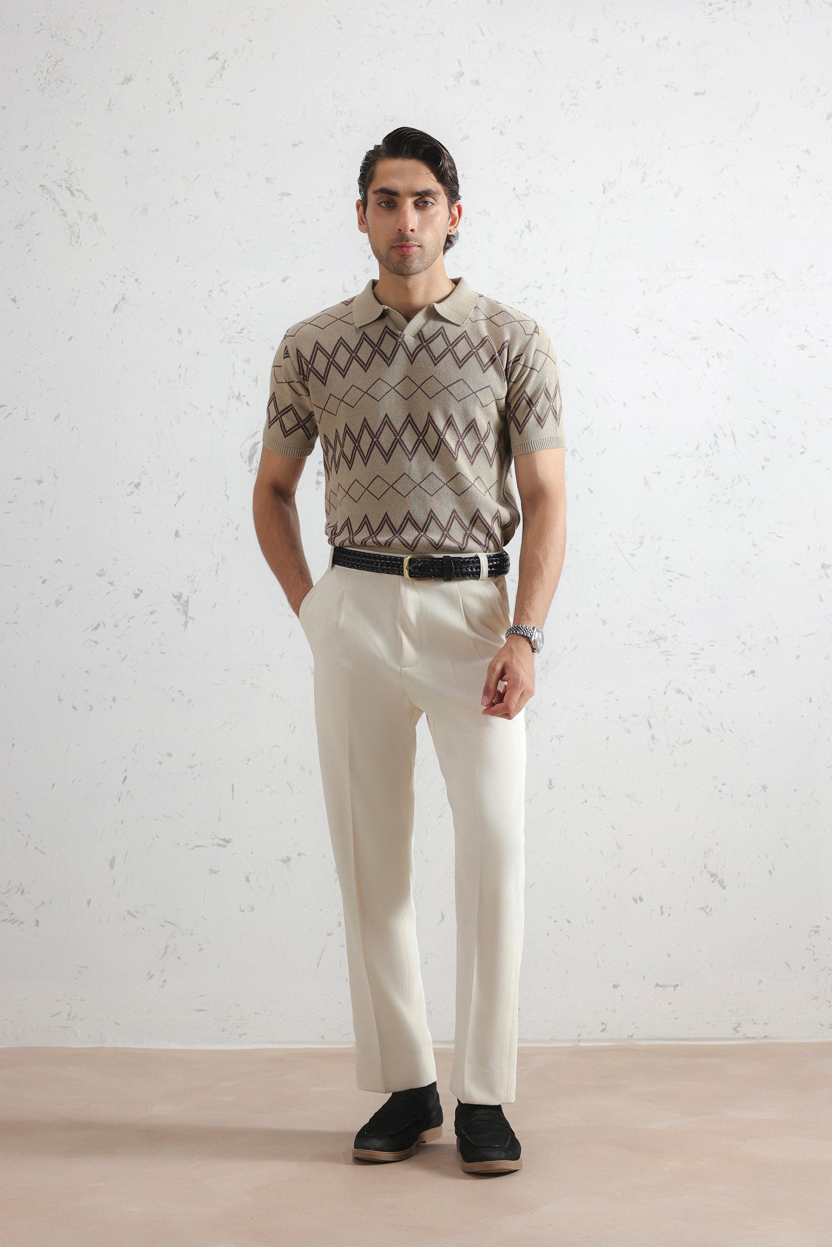 Sahara Diamond Knit Polo Shirt