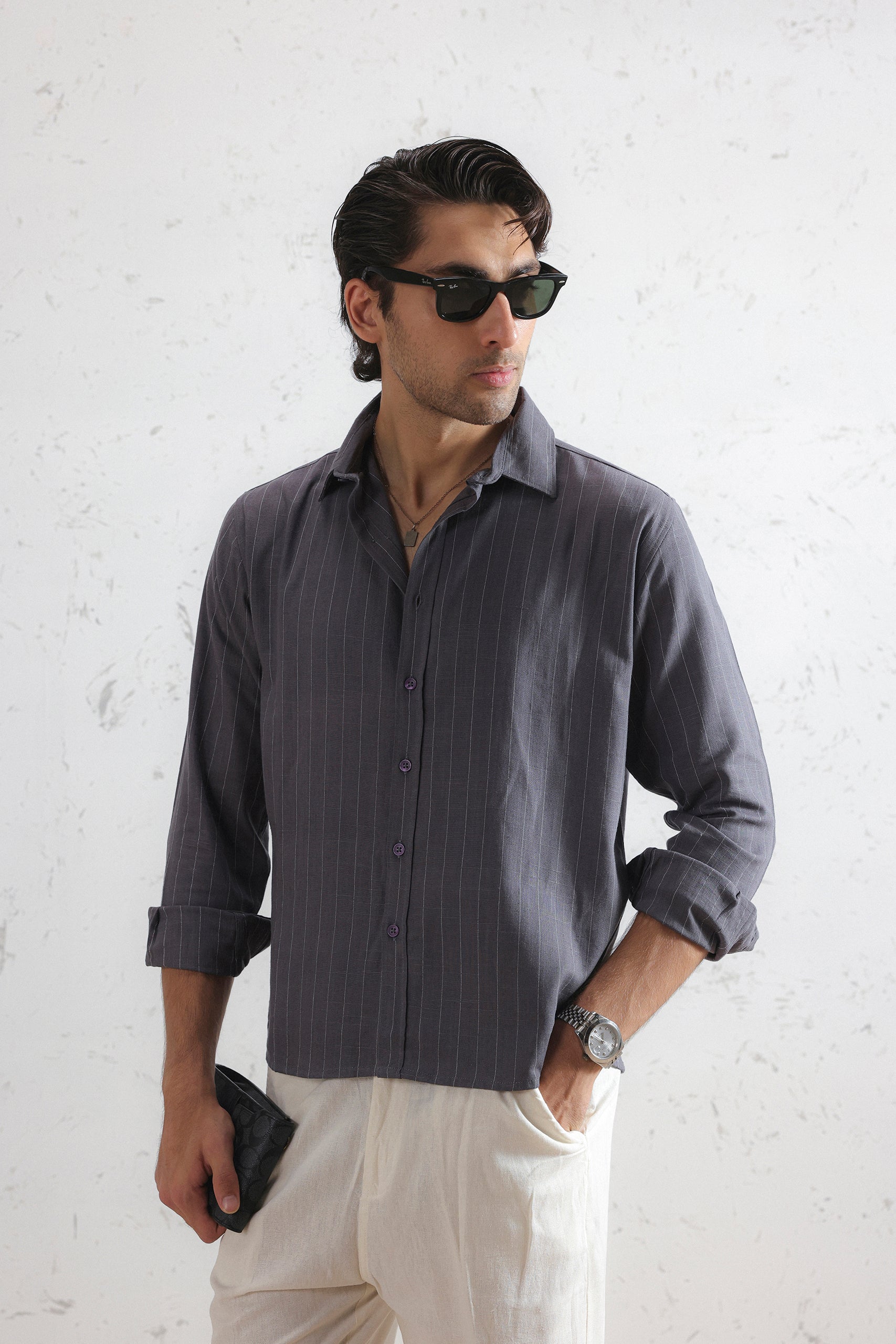 Pinstripe Linen Shirt (MCS-22)