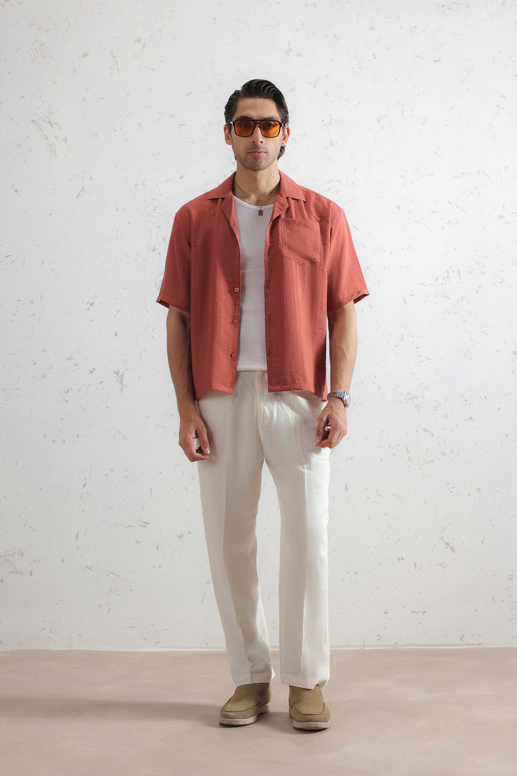 Relaxed Crinkled Cuban Shirt