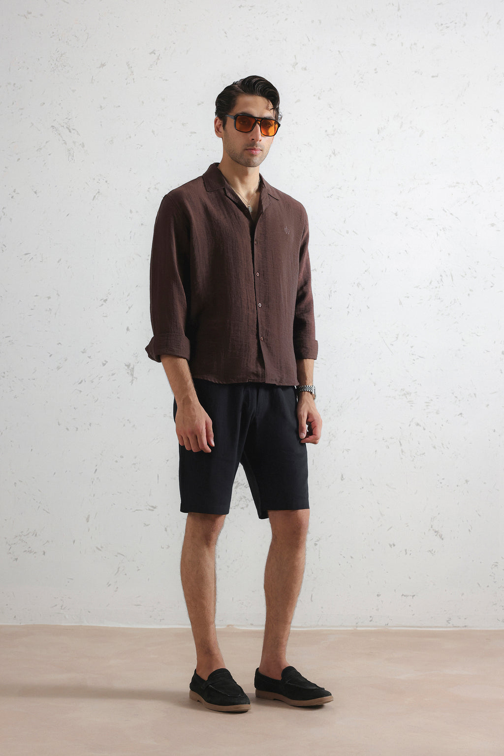 Relaxed Crinkled Cuban Shirt