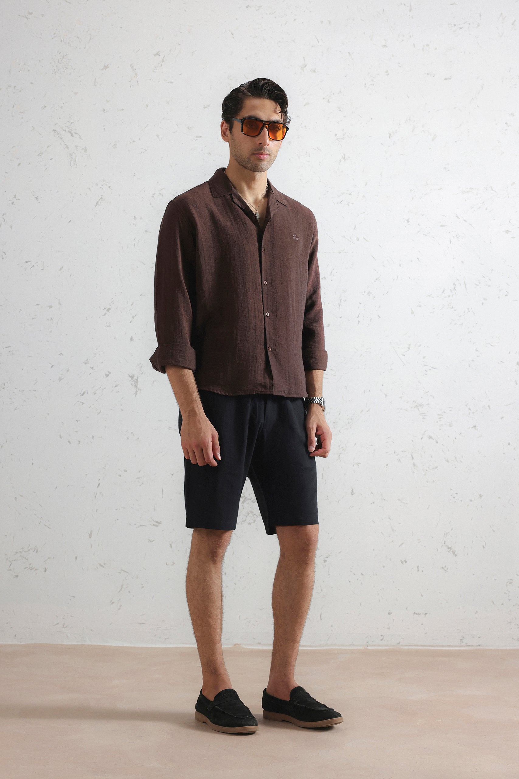 Relaxed Crinkled Cuban Shirt