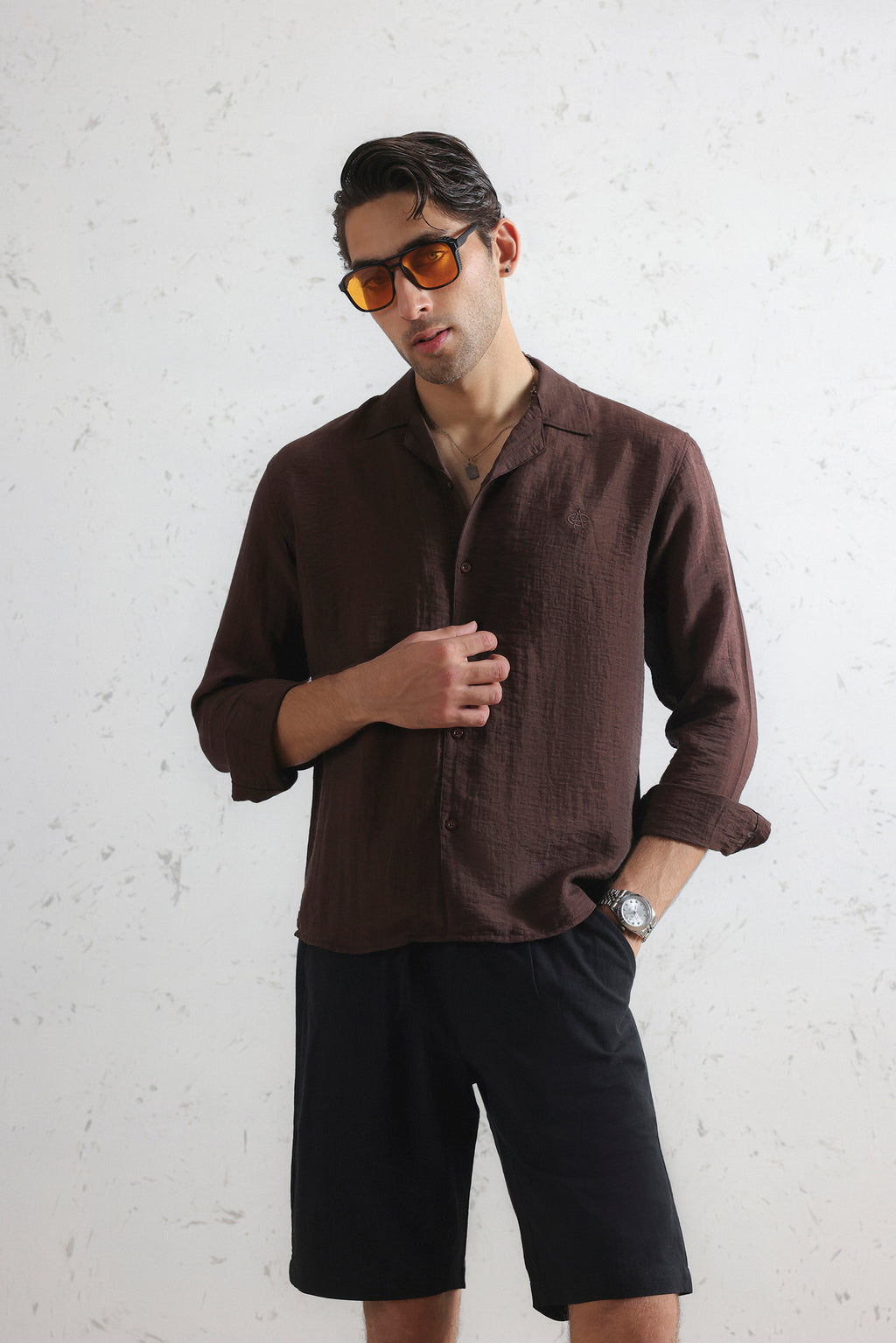 Relaxed Crinkled Cuban Shirt