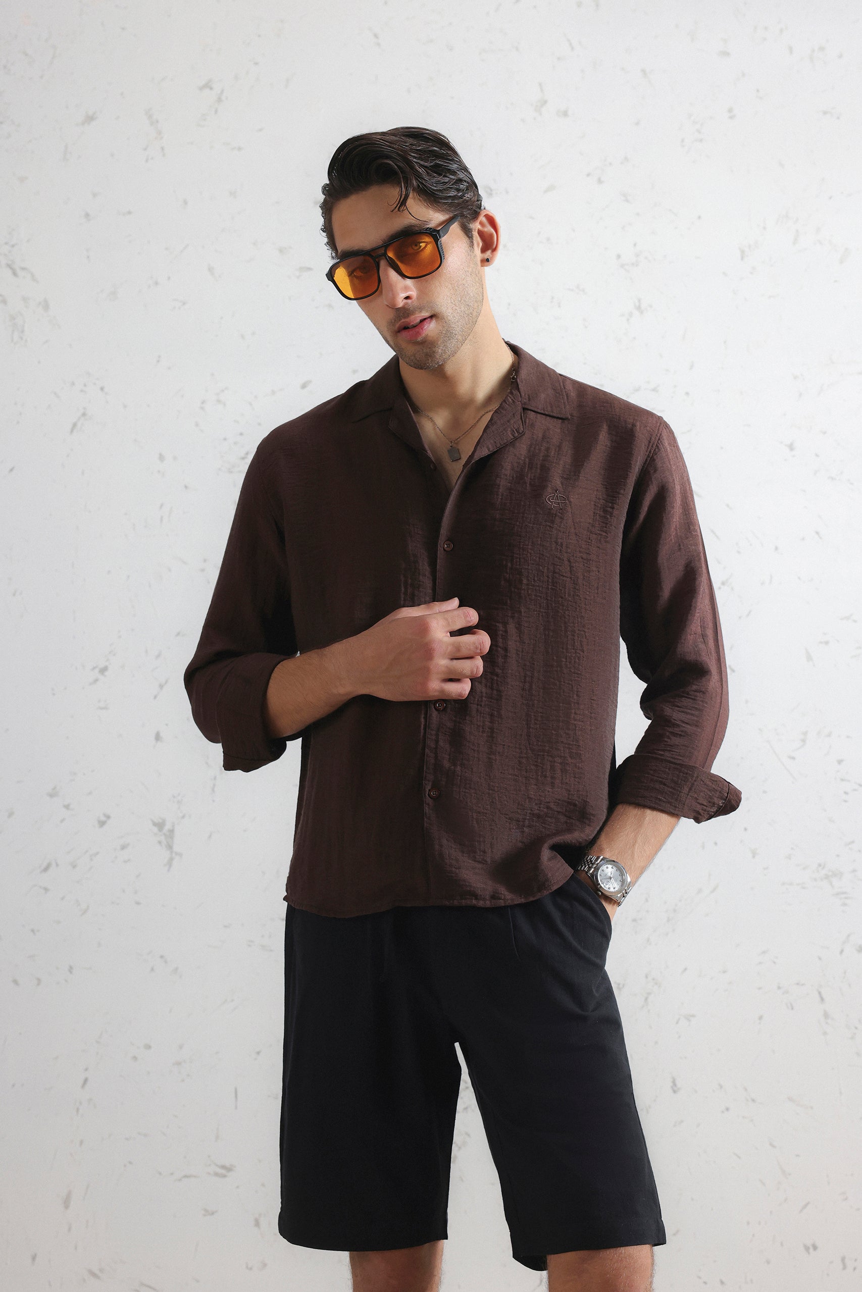 Relaxed Crinkled Cuban Shirt