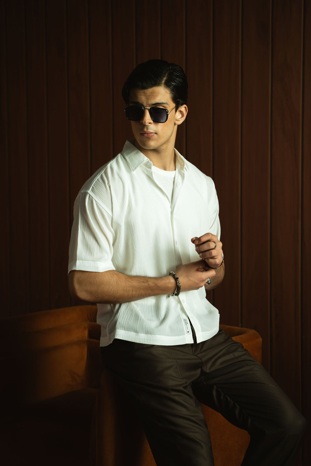 Textured Button Down Shirt - Half Sleeve (MCS-06)