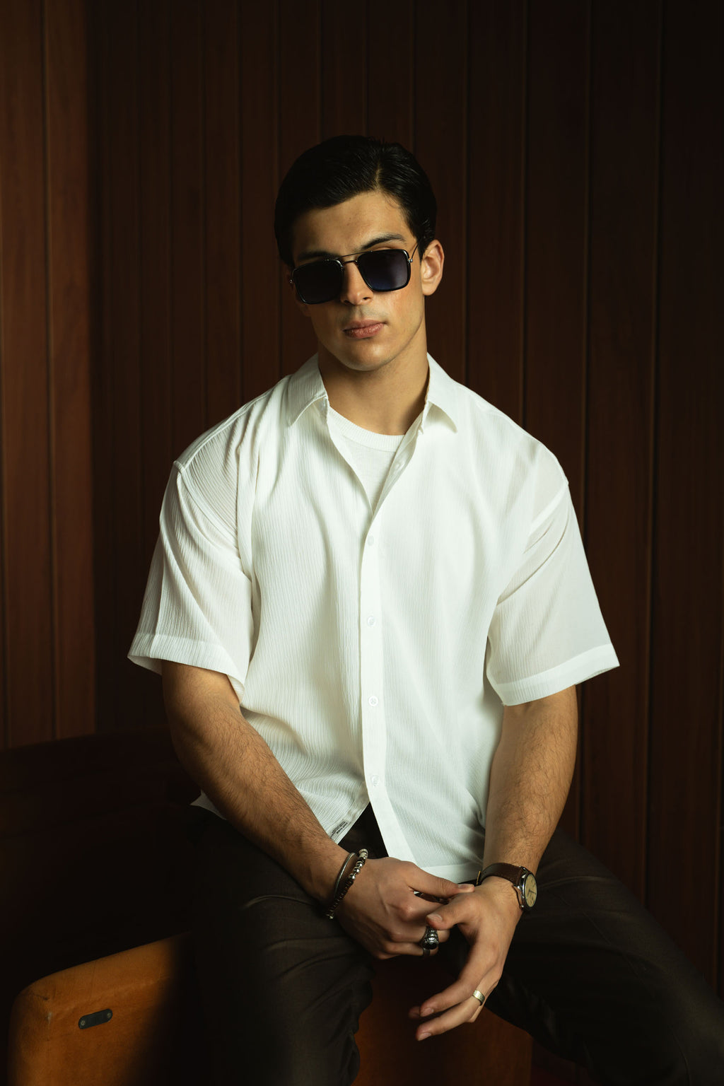 Textured Button Down Shirt - Half Sleeve (MCS-06)