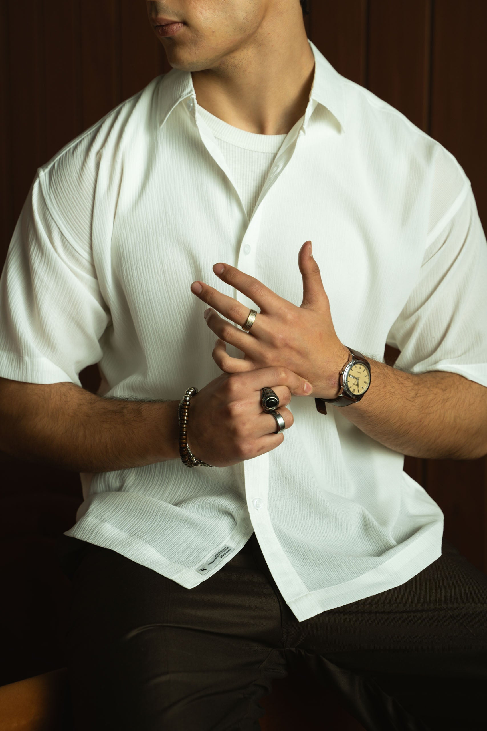 Textured Button Down Shirt - Half Sleeve (MCS-06)