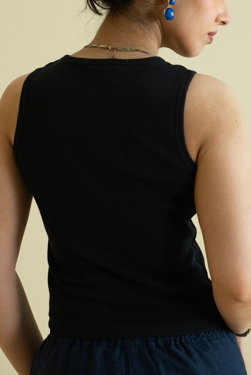 Women's Ribbed Vest - Black