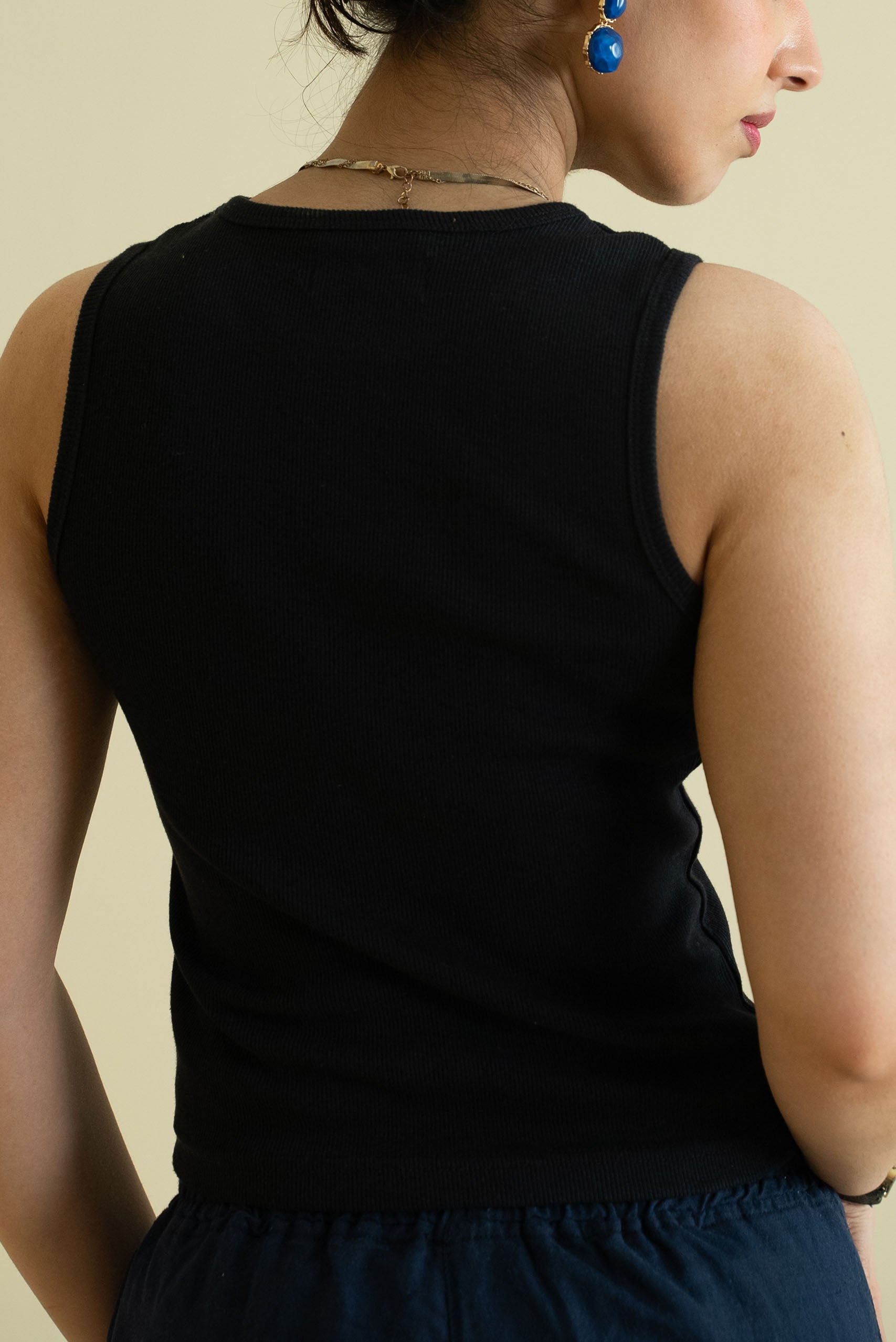 Women's Ribbed Vest - Black