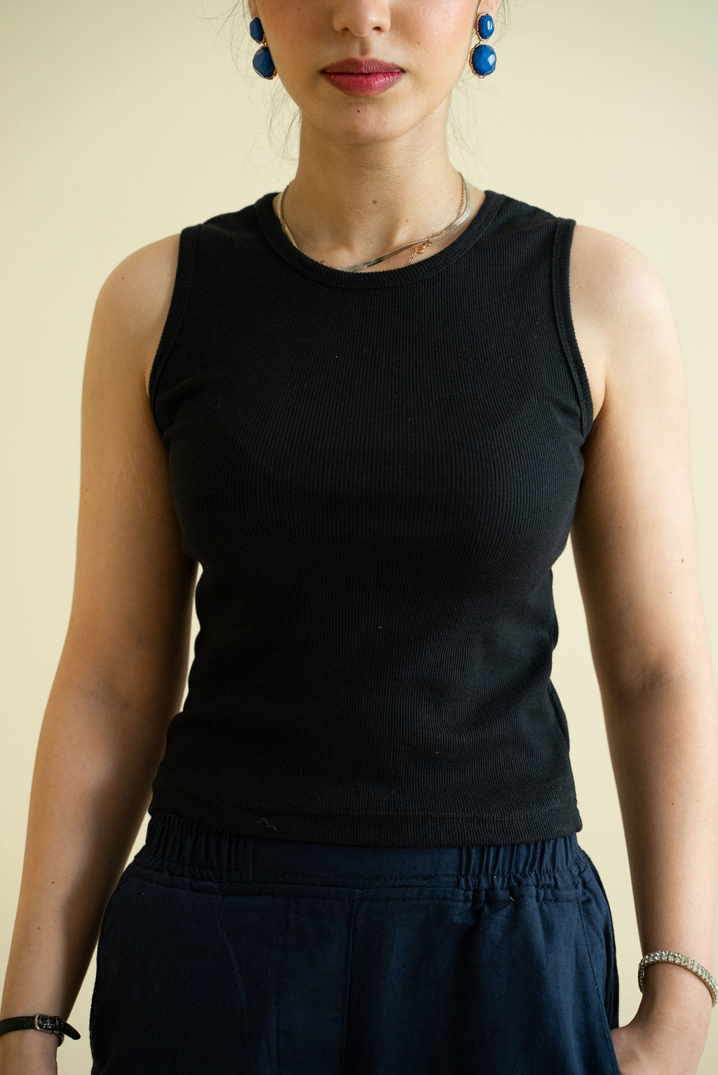 Women's Ribbed Vest - Black