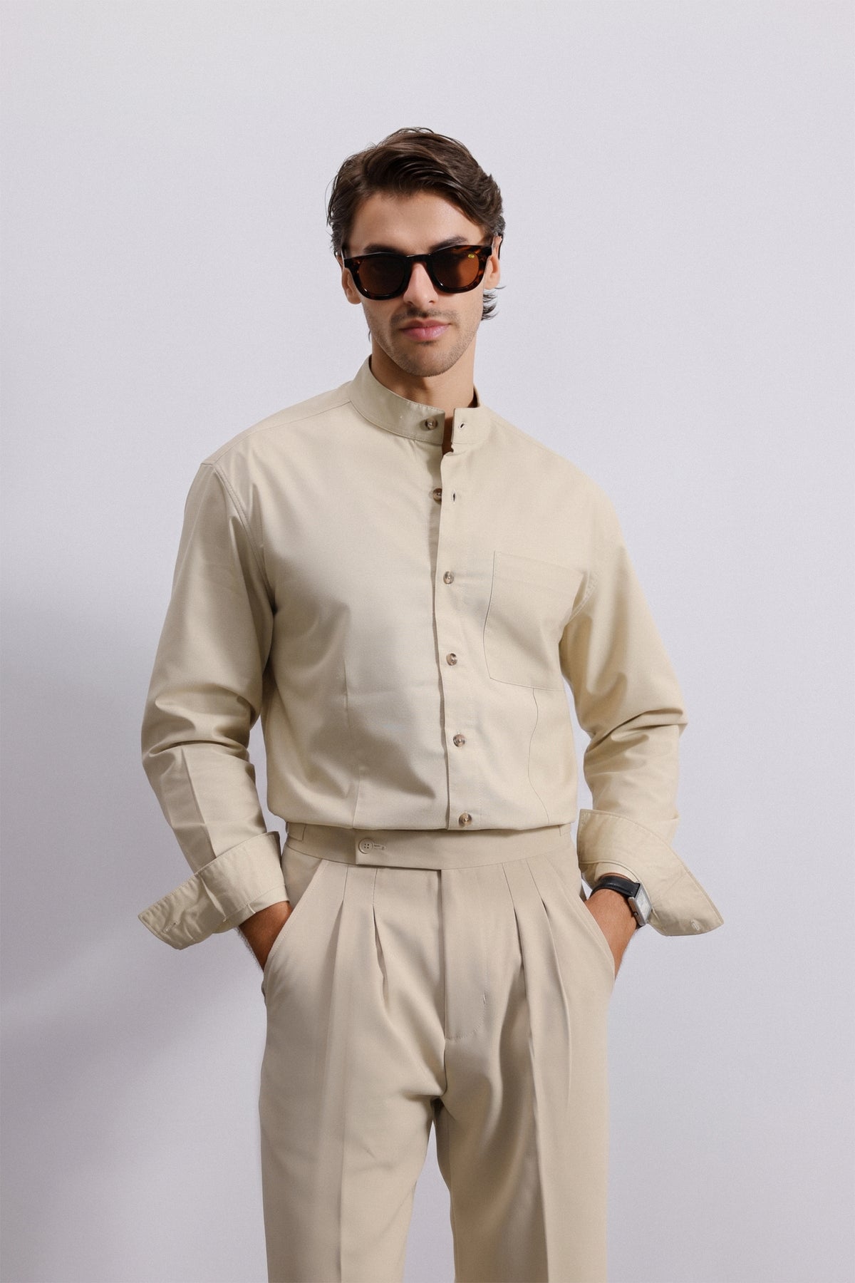 Mandarin Linen Shirt