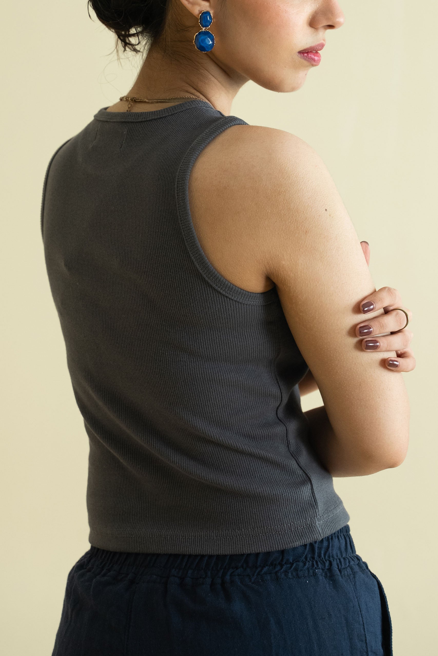 Women's Ribbed Vest - Grey