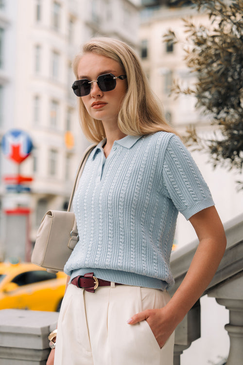 Cable Knit Polo Shirt (WKP-01)