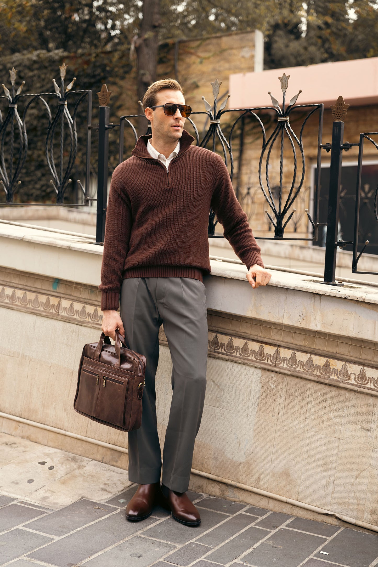 Quarter Zip Knit Sweater (MKZ-03)