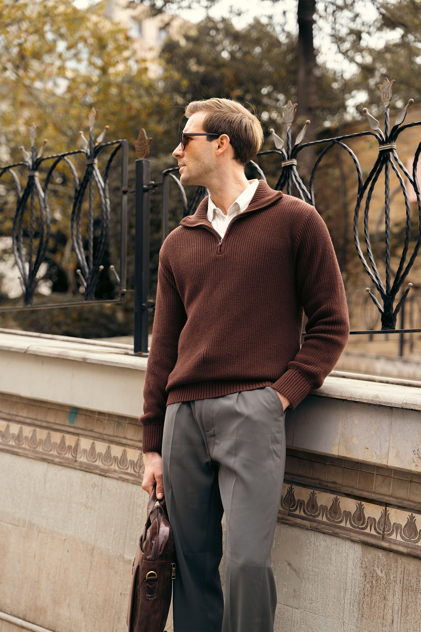 Quarter Zip Knit Sweater (MKZ-03)