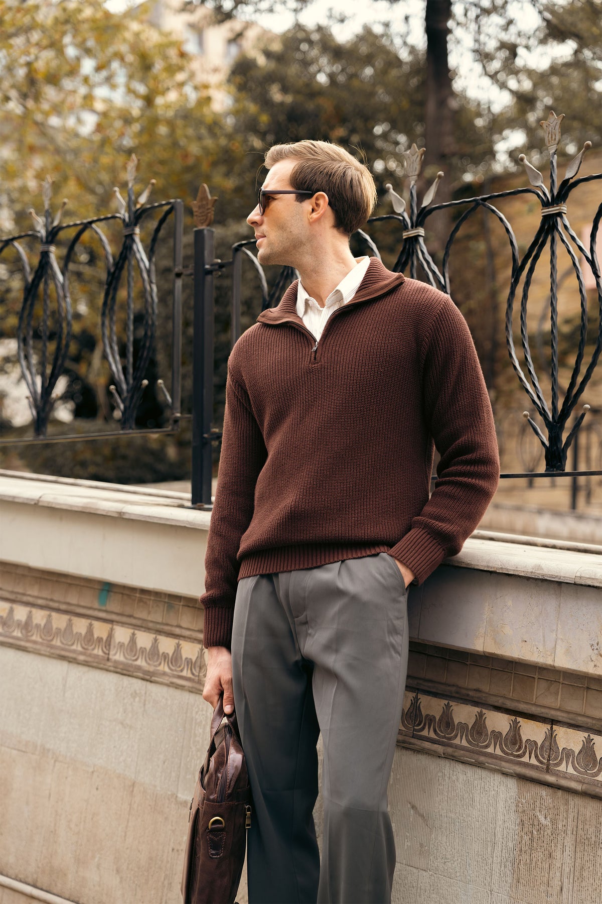 Quarter Zip Knit Sweater (MKZ-03)