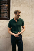 Drop Needle Knit Polo Sweater (MKP-12)