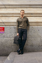 Rib Knit Polo Sweater (MKP-19)