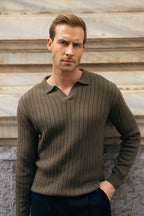 Rib Knit Polo Sweater (MKP-19)