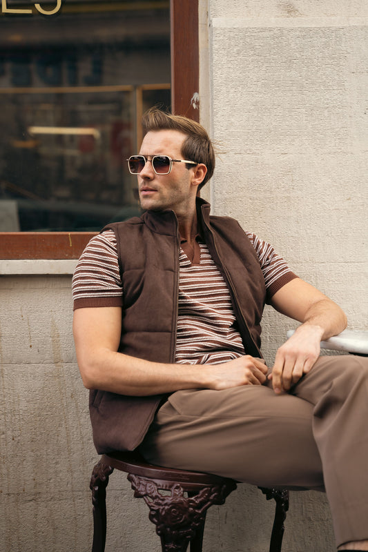 Quilted Suede Gilet (MPJ-05)