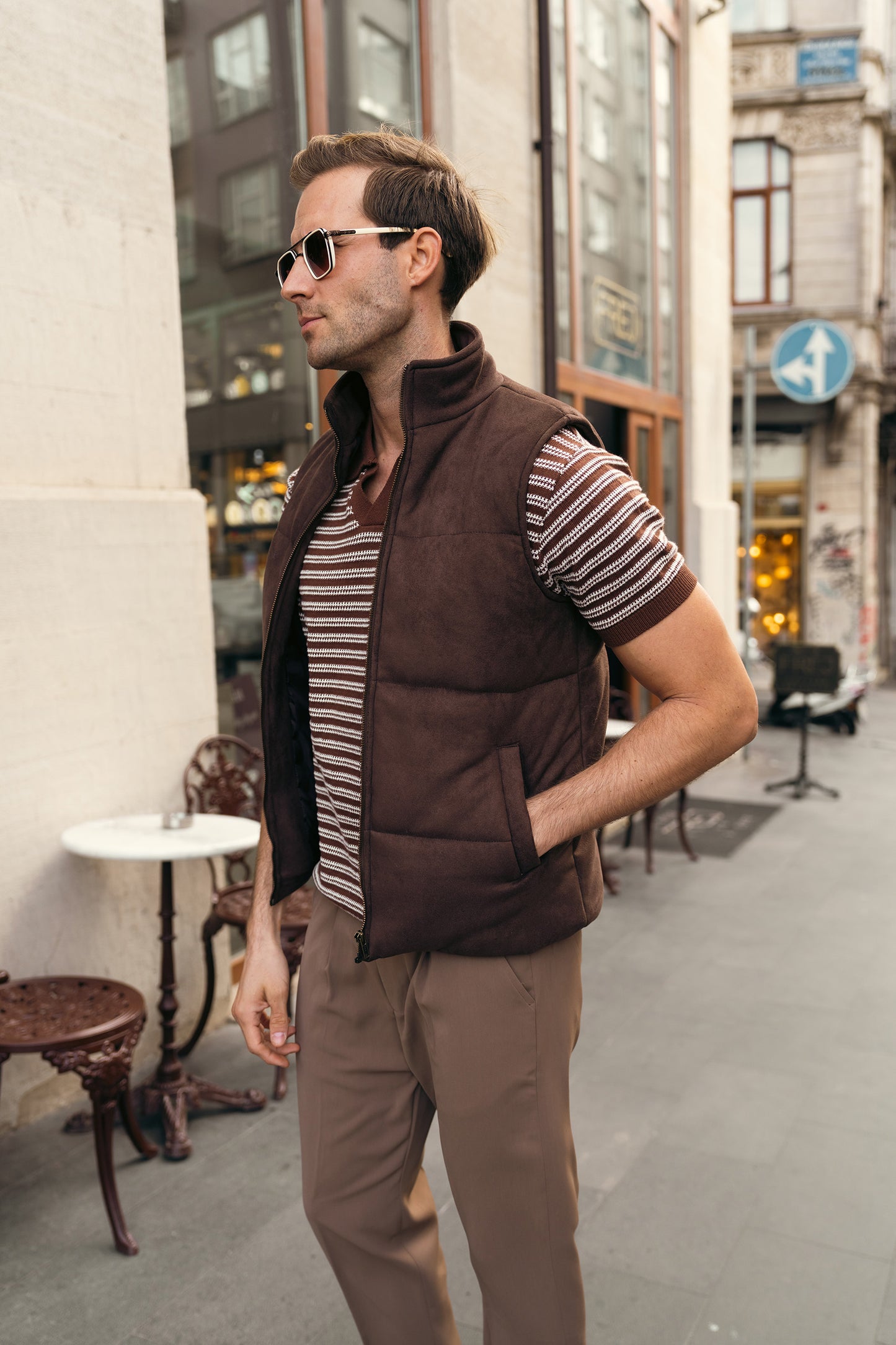 Quilted Suede Gilet (MPJ-05)
