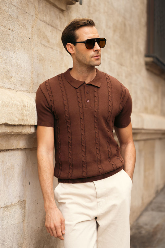 Cable Knit Polo Sweater (MKP-01)