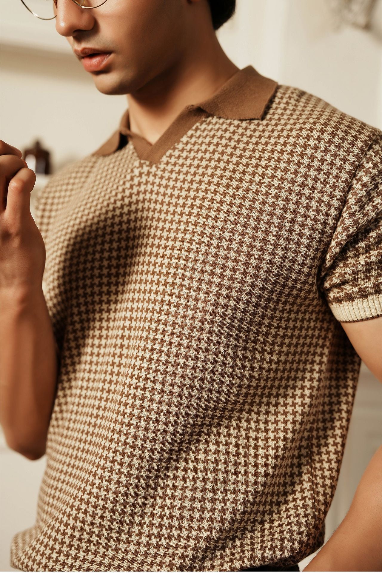 Abstract Jacquard Knit Polo Shirt (MKP-04)