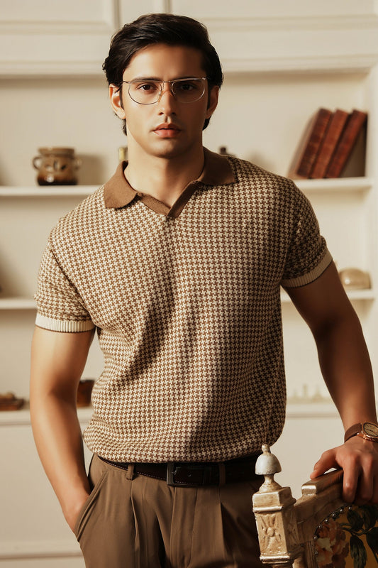 Abstract Jacquard Knit Polo Shirt (MKP-04)