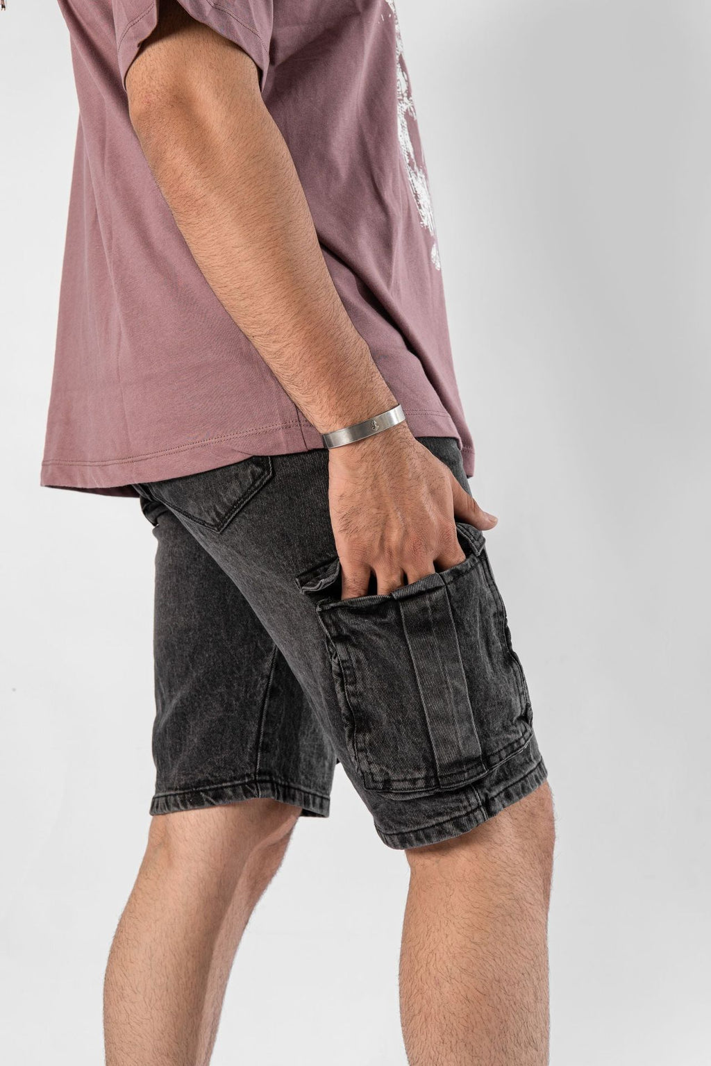 Black Denim Cargo Shorts