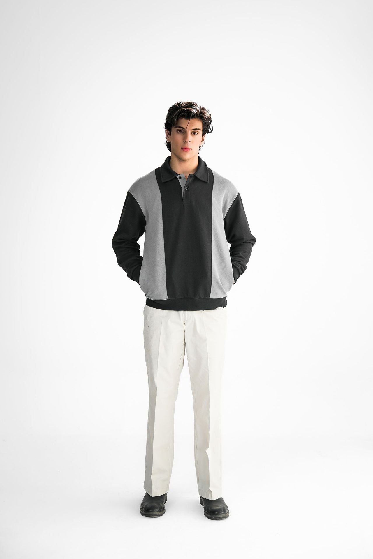 Black & Grey Polo Sweater