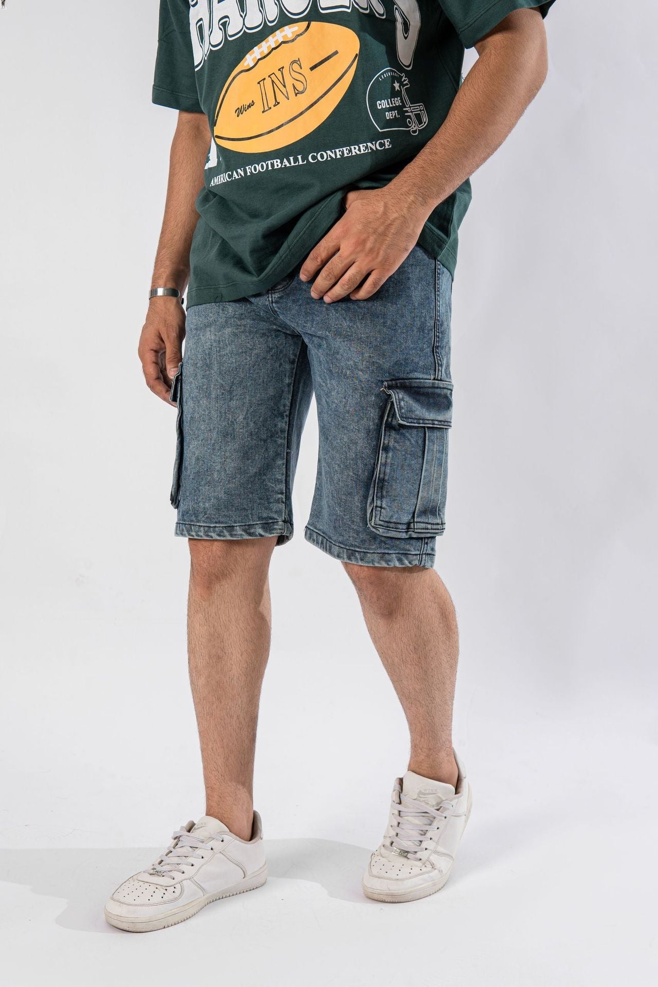 Blue Denim Cargo Shorts