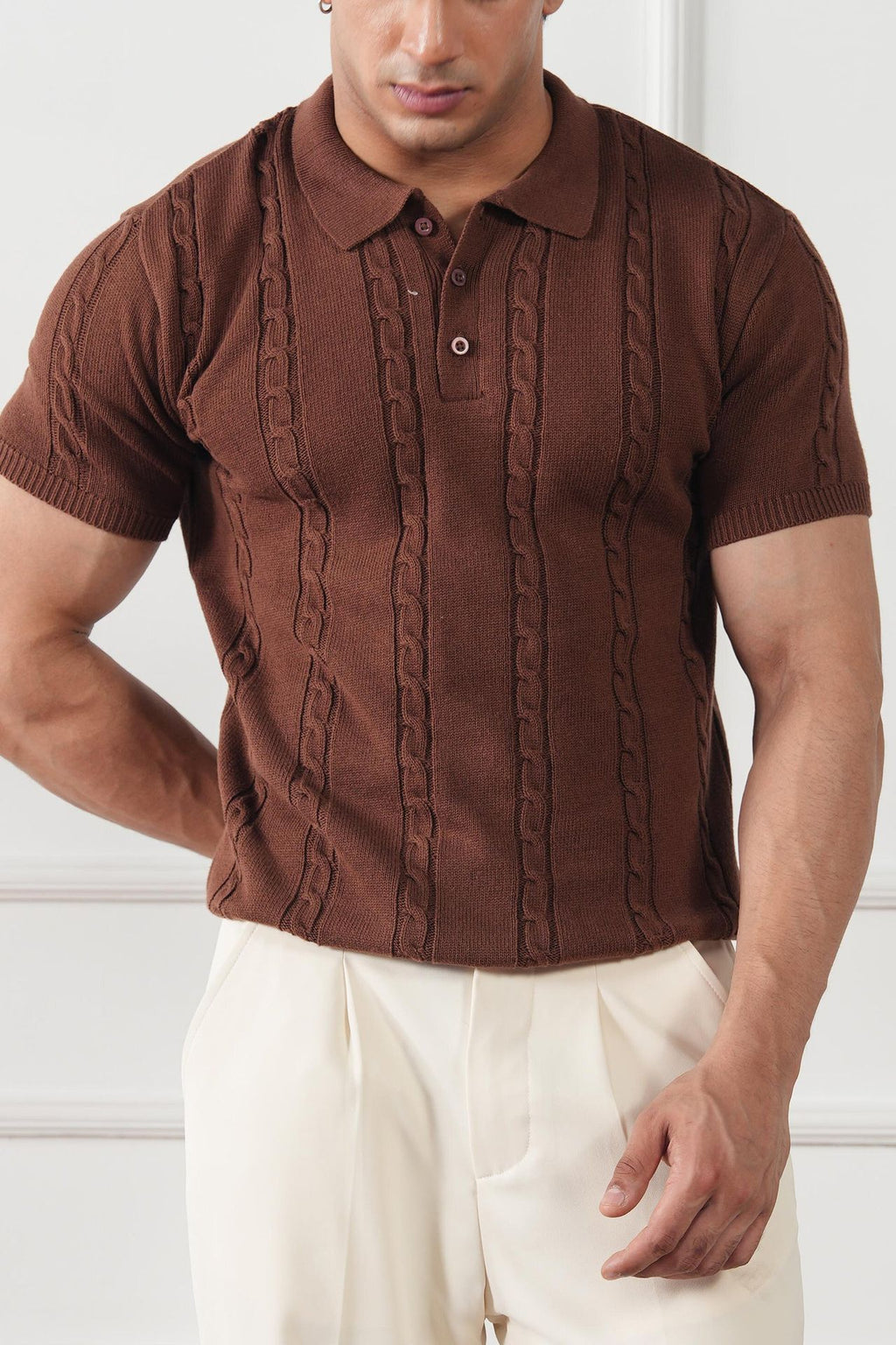 Cable Knit Polo Shirt (MKP-01)