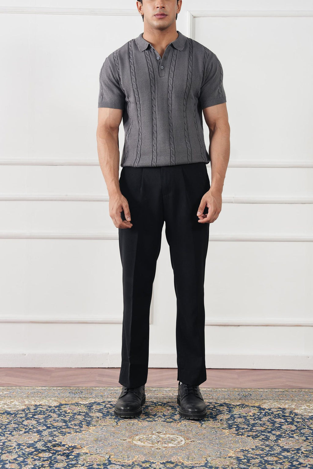 Cable Knit Polo Shirt (MKP-02)