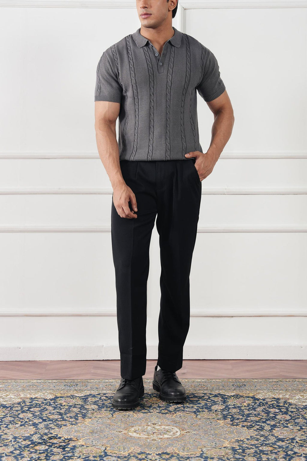 Cable Knit Polo Shirt (MKP-02)