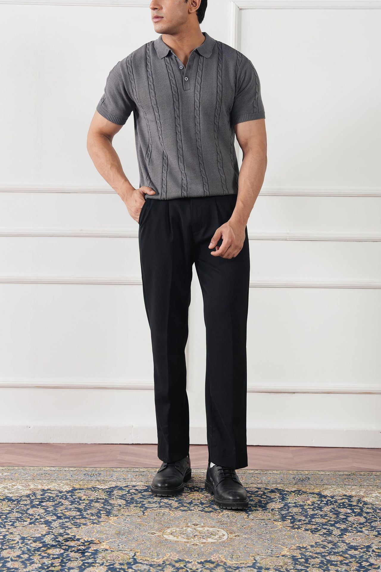 Cable Knit Polo Shirt (MKP-02)