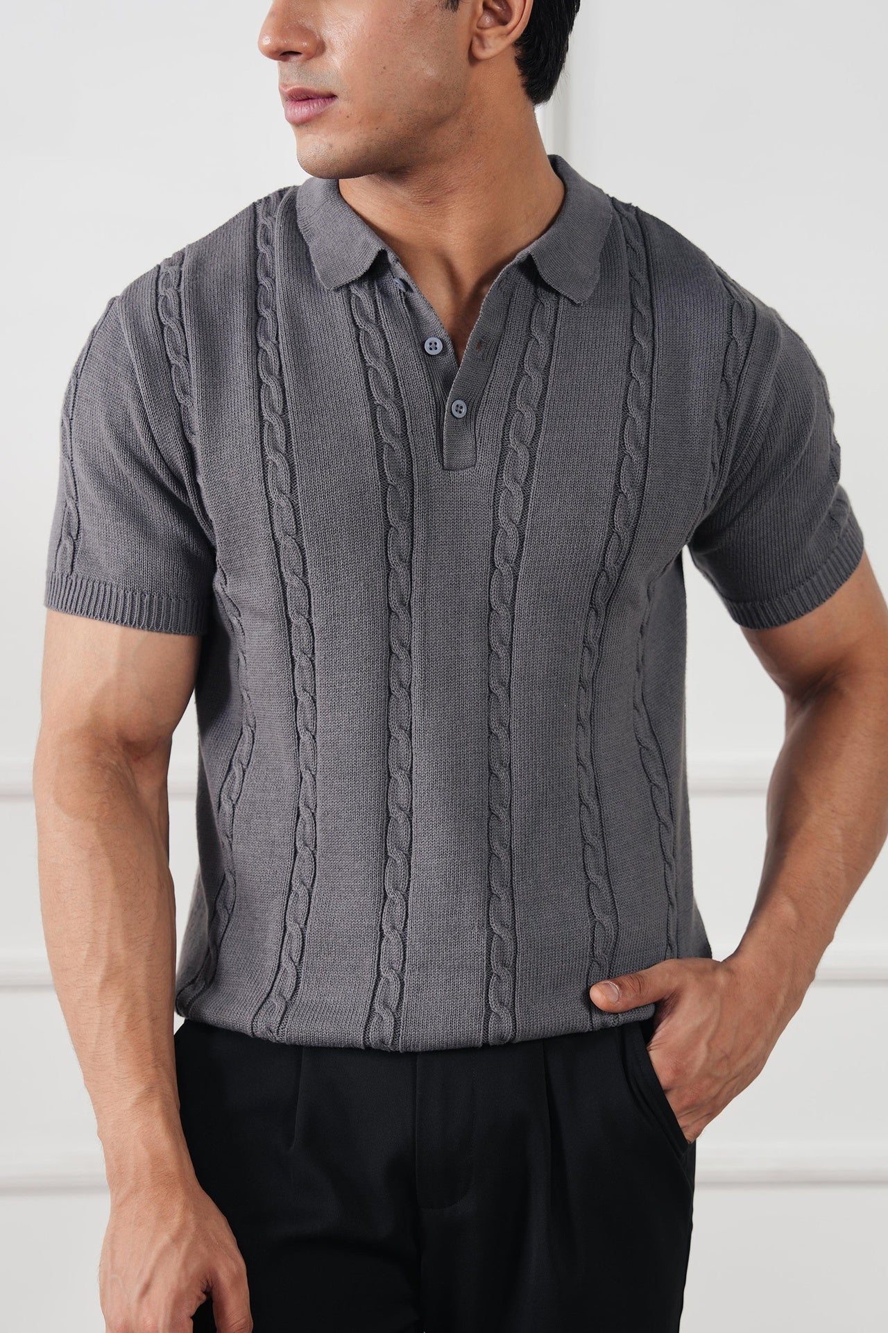Cable Knit Polo Shirt (MKP-02)