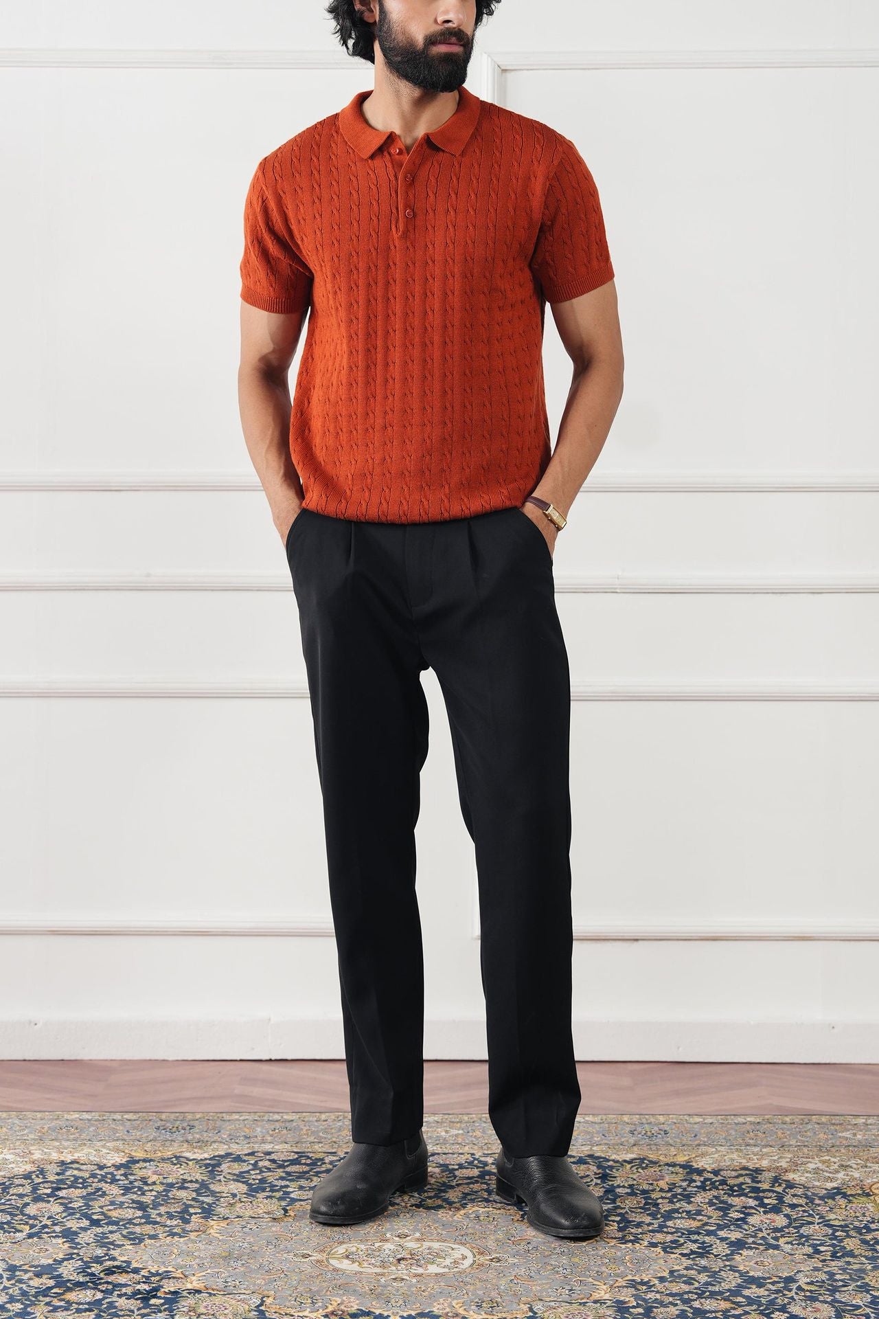 Cable Knit Polo Shirt (MKP-05)