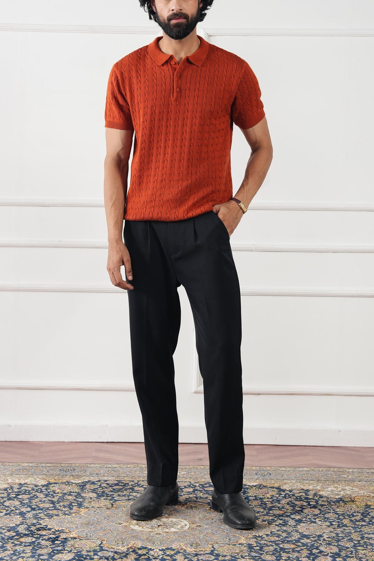 Cable Knit Polo Shirt (MKP-05)