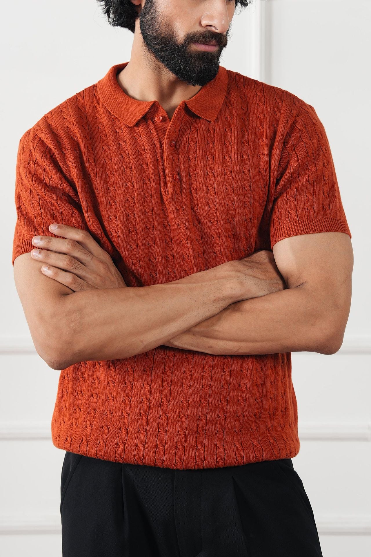 Cable Knit Polo Shirt (MKP-05)