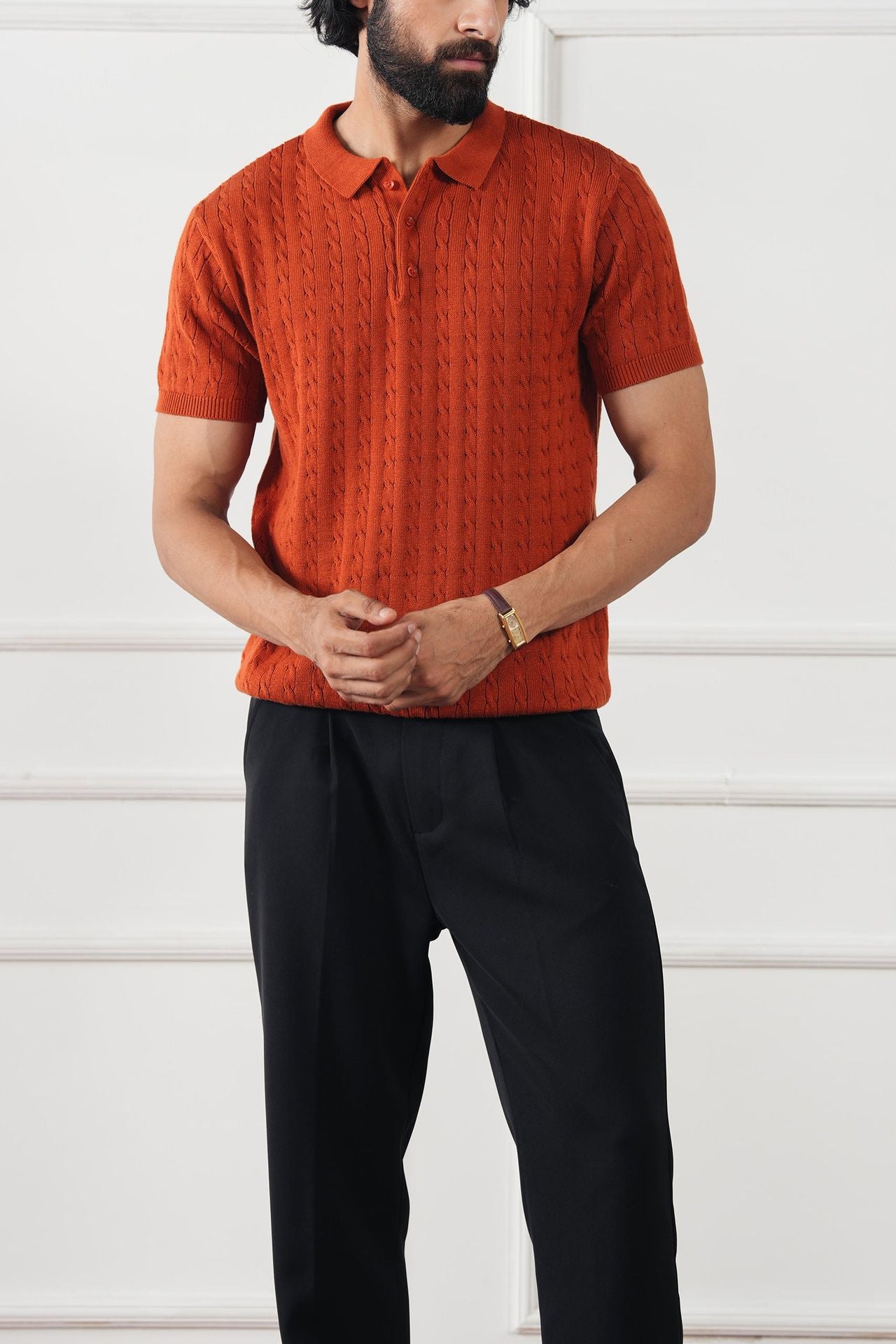 Cable Knit Polo Shirt (MKP-05)