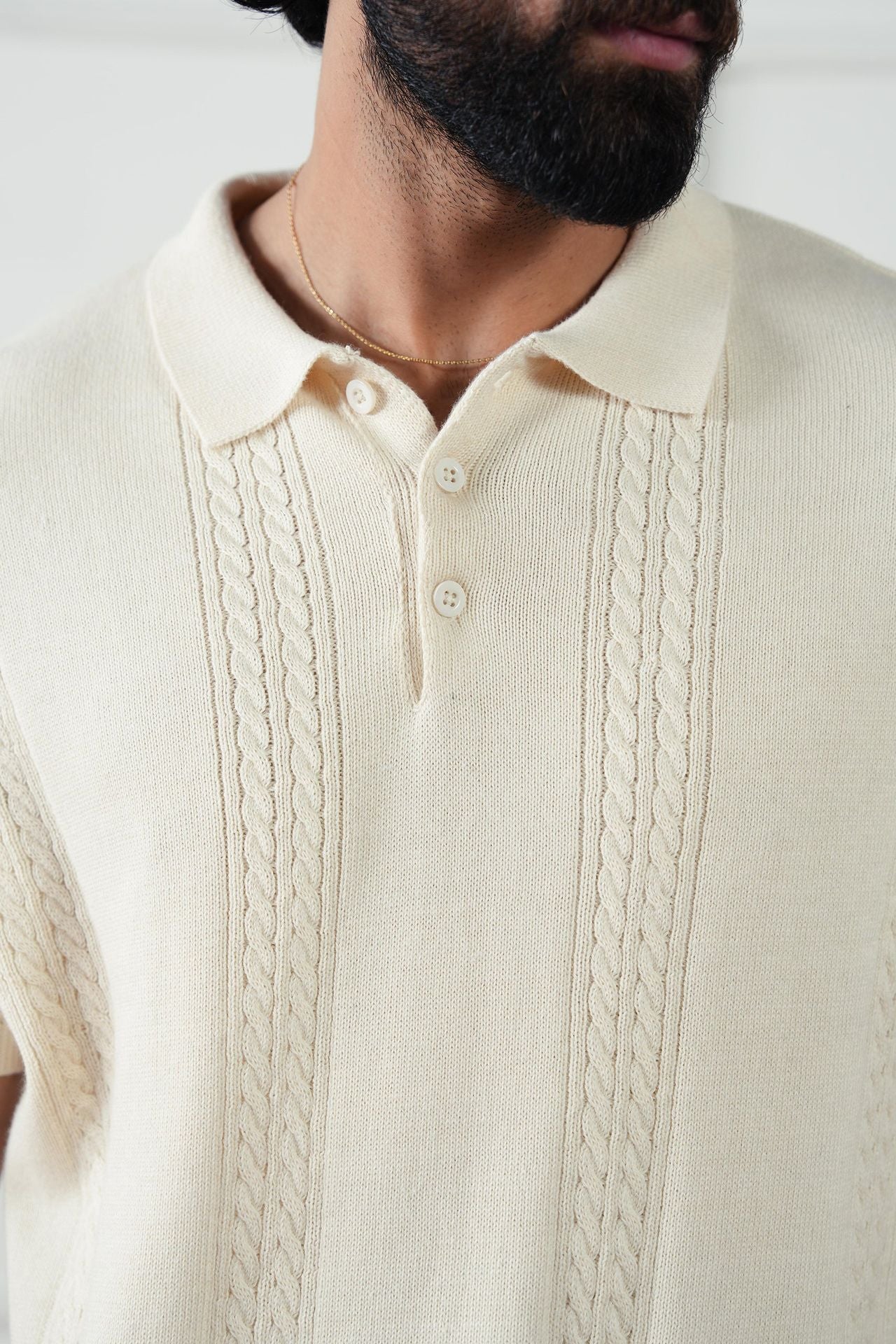 Cable Knit Polo Shirt (MKP-07)