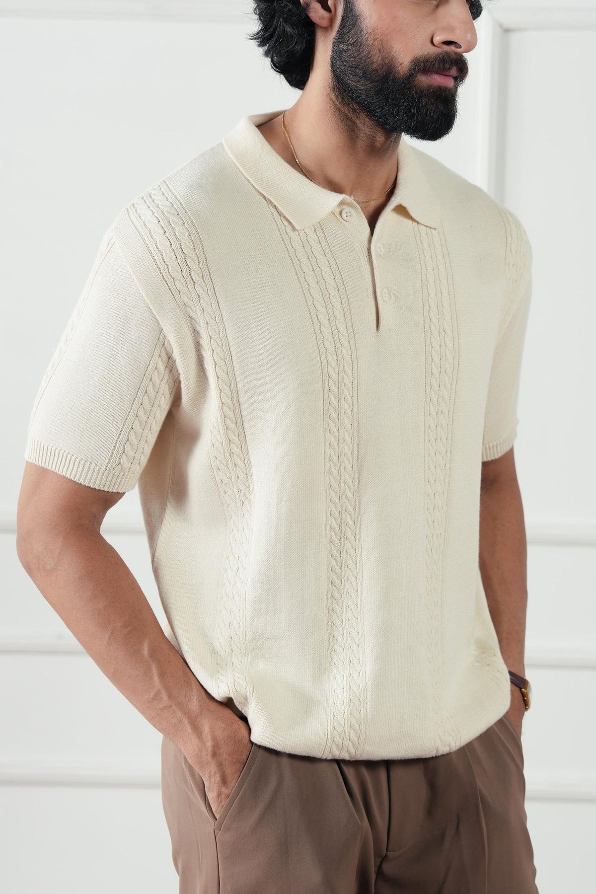 Cable Knit Polo Shirt (MKP-07)