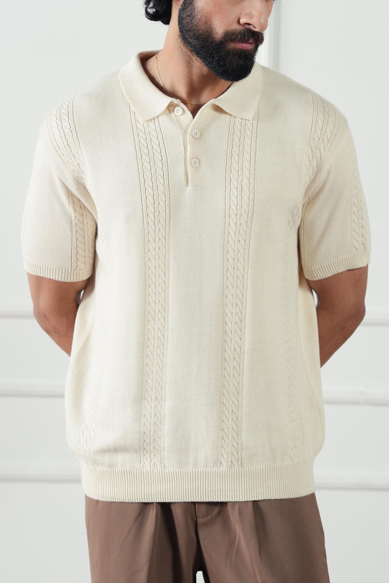 Cable Knit Polo Shirt (MKP-07)