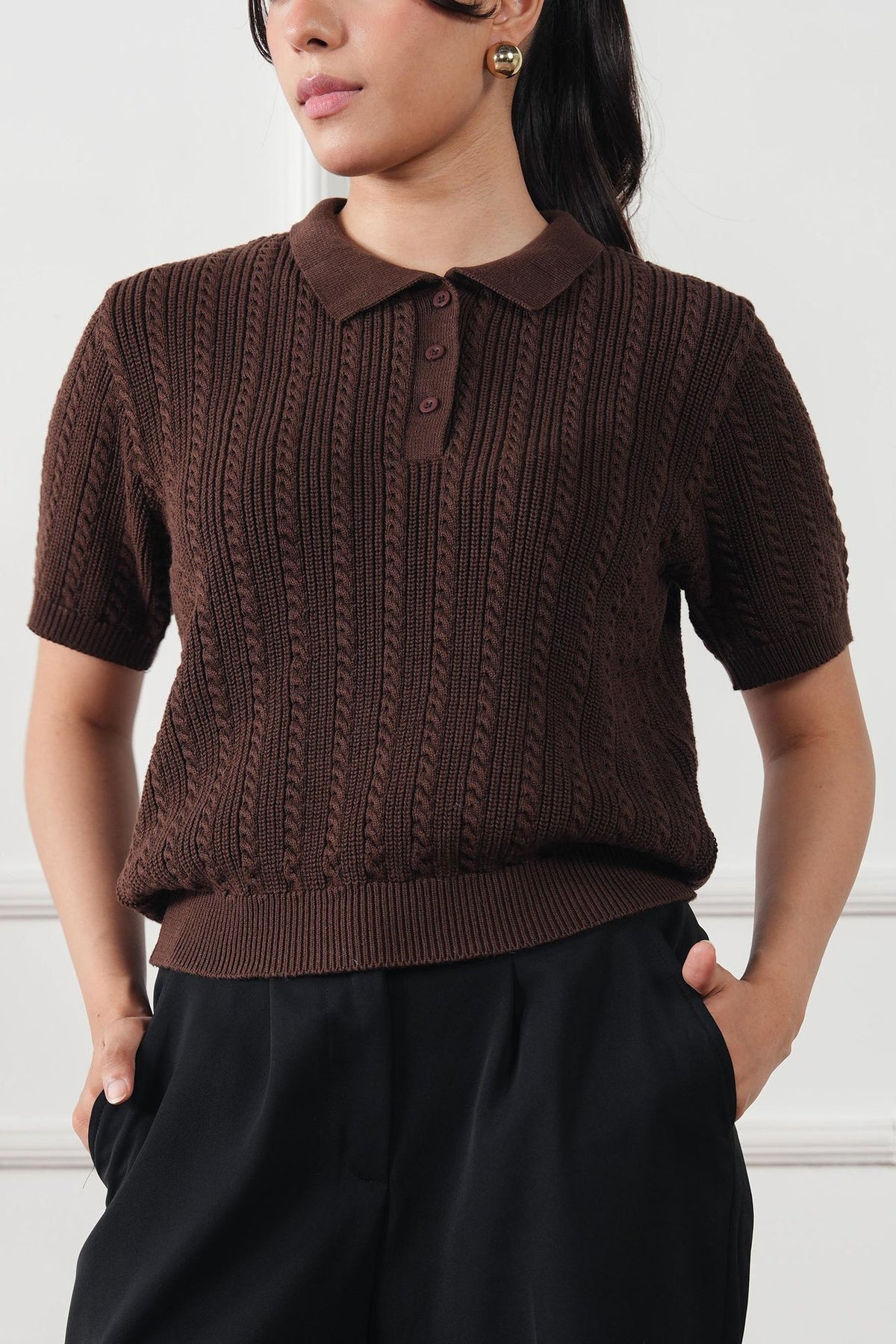 Cable Knit Polo Shirt (WKP-02)