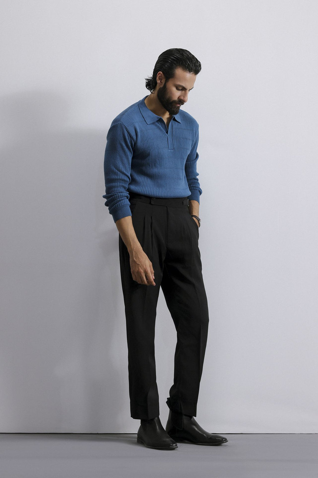 Cable Knit Polo Sweater